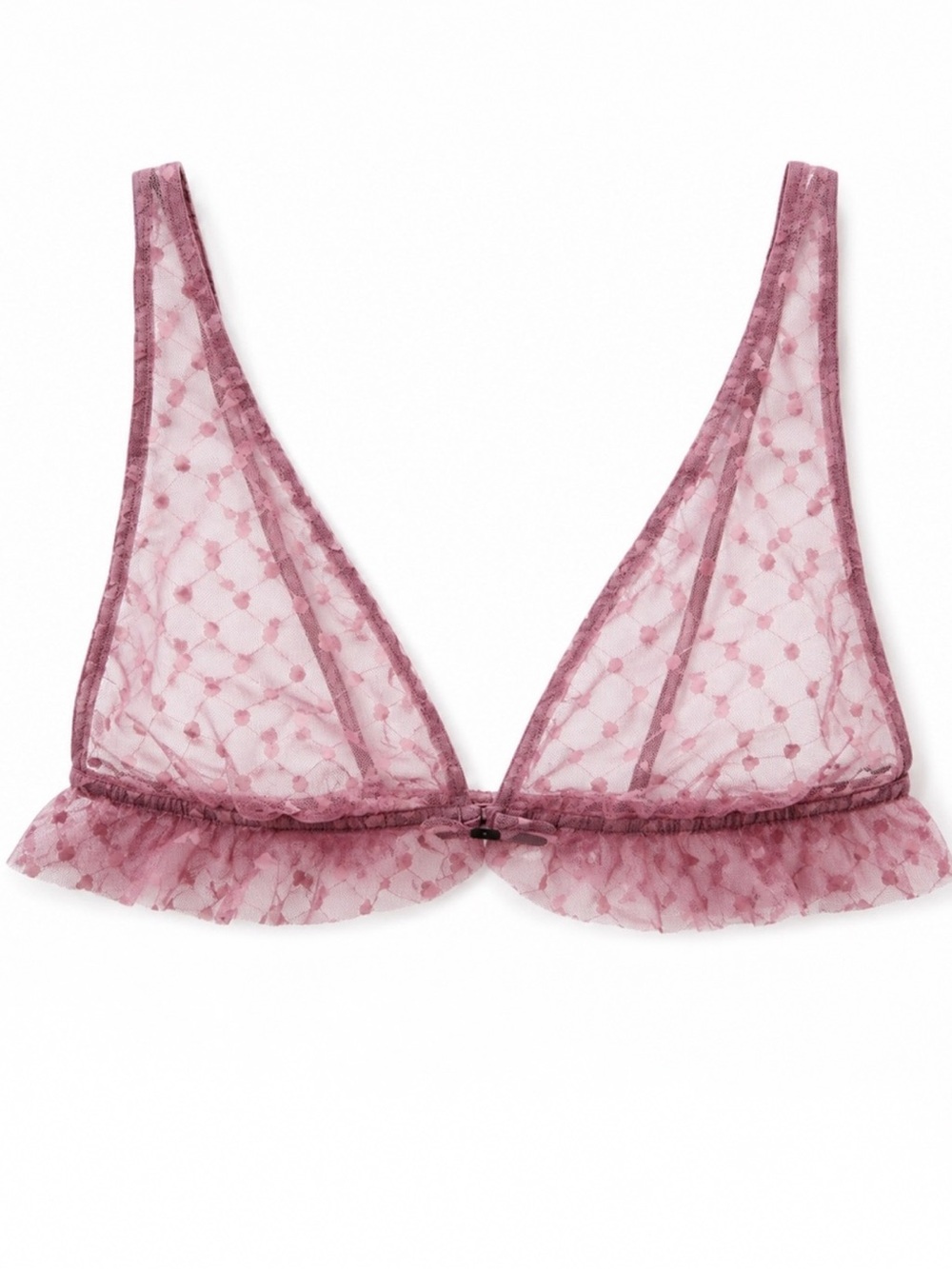 Only Hearts x Intimately Coucou Heart Ruffle Set Mauve Pink Bralette + Brief L
